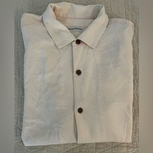 Tommy Bahama Woven Silk Jacquard Tonal Floral Print Shirt in Dusty Rose Size L